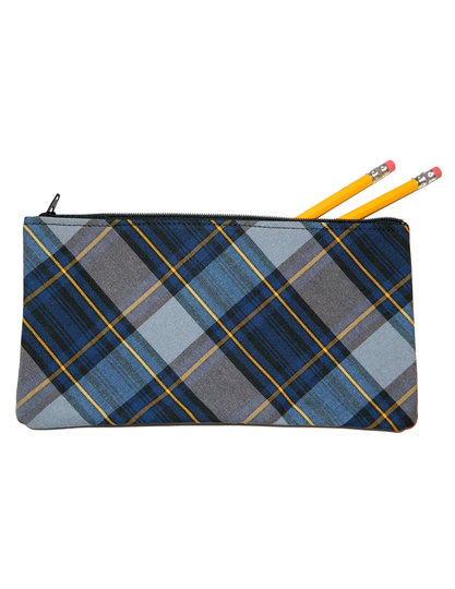 Navy, Gray & Gold Plaid Pencil Case - 57, School Backpacks, 57 Lunch Box, And