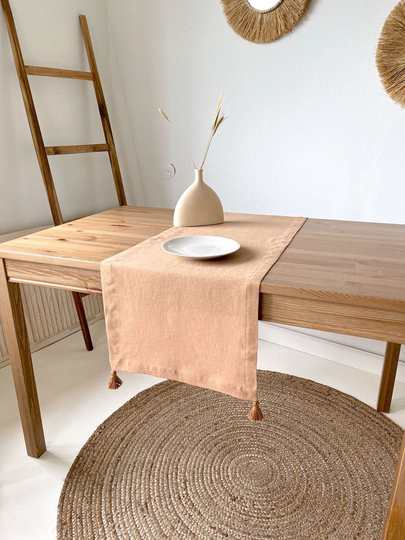 Table Runner With Tassels, Linen in Various Sizes An Colors, Custom