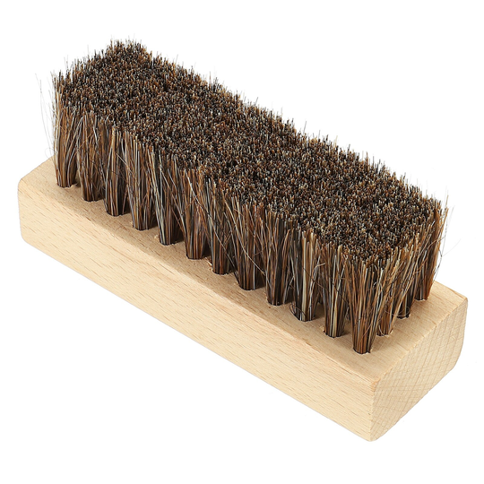 Horsehair Shoes Brush, Square Handheld Polish Daubers for Leather Boots Cloth - Wooden Color