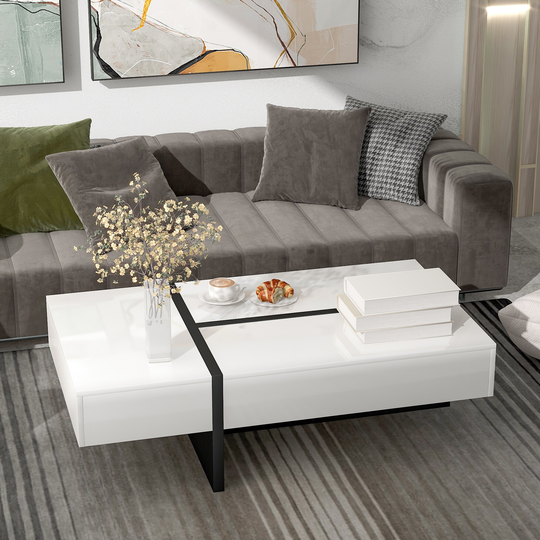 Nestfair Modern High Gloss Surface Coffee Table Cocktail Table