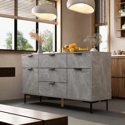 55.1" Wide 5 Drawer Sideboard