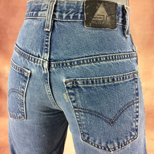 Size 25 Vintage Levis Silvertab Distressed Light Wash Baggy Jeans High Waisted Loose Fit Y2Ks Classic Mom Boyfriends