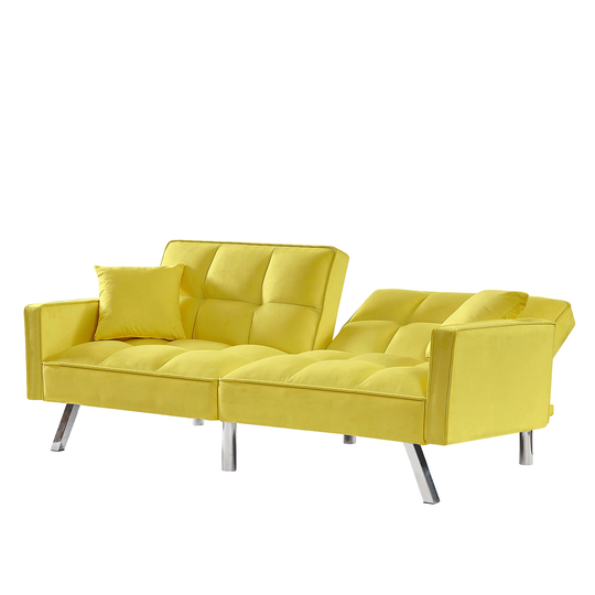 Loveseat Sofa Bed Velvet Upholstered Split-back Design Convertible Futon Sofa