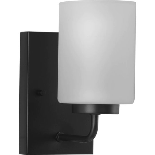Merry Collection 1-Light Matte Black Etched Glass Transitional Wall Light