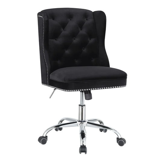 Gracewood Hollow Nyamf Black and Chrome Upholstered Swivel Office Chair - 22" x 28" x 37.50"