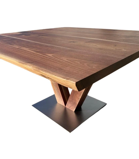 Walnut Dining Table | Square Hardwood Live Edge Oak Custom