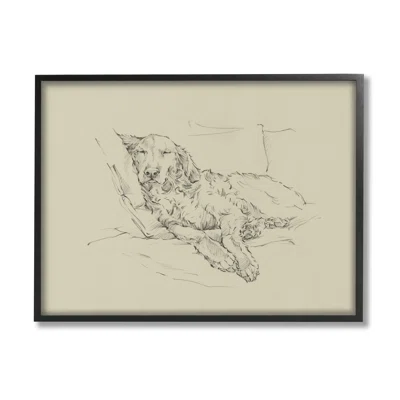 Peaceful Resting Labrador Dog Pencil Sketch DrawingGiclee Texturized Art Set By Ethan Harper