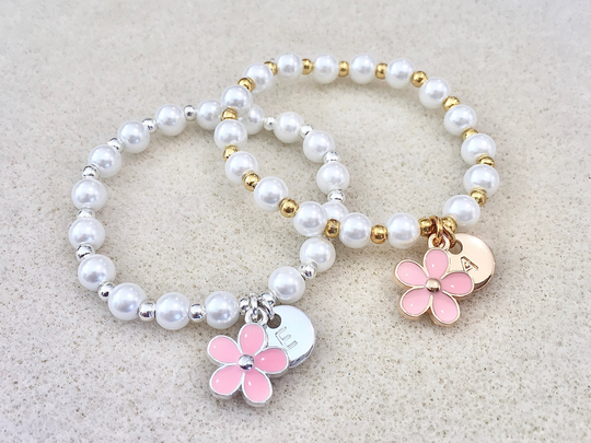 Flower Girl Gift Wedding Day Flower Toddler Little Bracelet Bridesmaid Gold Silver