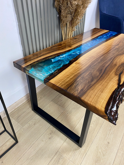 Epoxy Coffee Table, Ultra Blue River Table Luxury Wooden Personalized