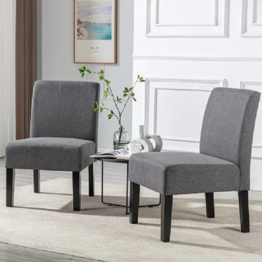 Living Room Chairs Armless Accent Chairs Set of 2 Side Chairs fabric Sofa Chair Modern Sitting Chair Slipper Chair for Bedroom