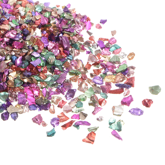 Crushed Glass Chips 100g 2mm-4mm Irregular Metallic Glitter Colorful