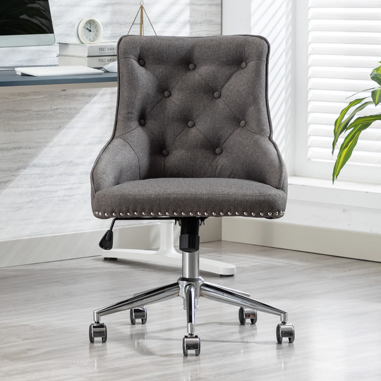 Office Desk Chair with Wheels and Metal Base, Swivel Height Adjustable - N/A