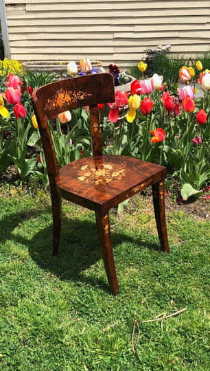 A Gargiulo & Jannuzzi Inlaid Wood Desk Chair Old World Craftsmanship Marquetry Florals Shipping Is Not Included. Ask For A Quote