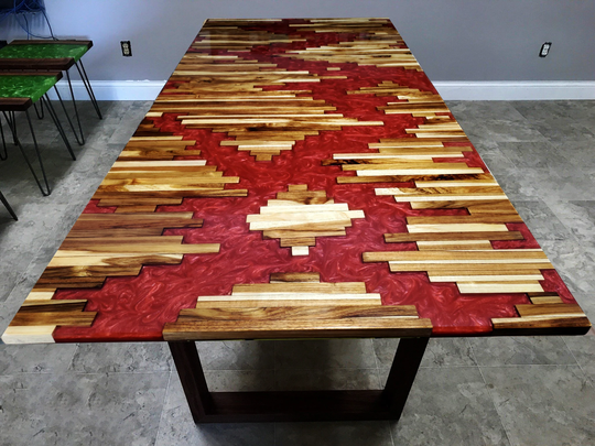 Pixelated Epoxy Table, Dining Table, Coffee Bar Kitchen Desk, Office Table