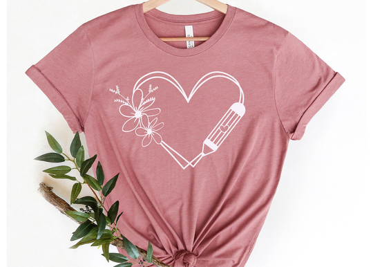 Teacher Heart With Pencil Shirt, Gift For Teacher, Kindergarten School Shirt