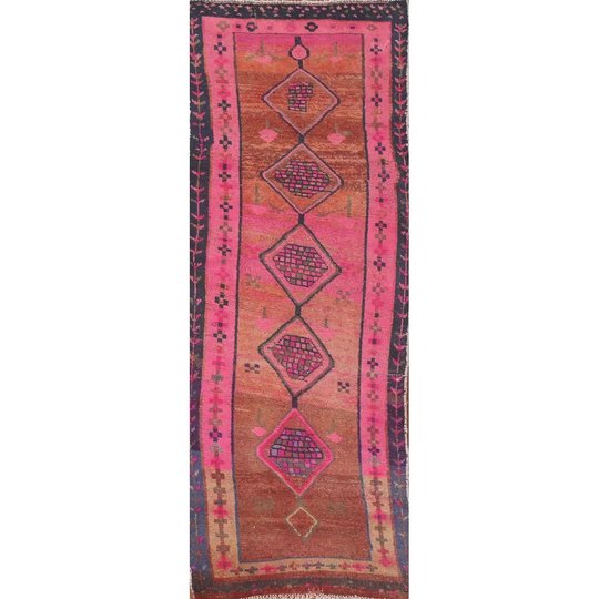 Multi-Color Lori Persian Vintage Runner Rug Handmade Wool Carpet - 3'4"x 9'9"