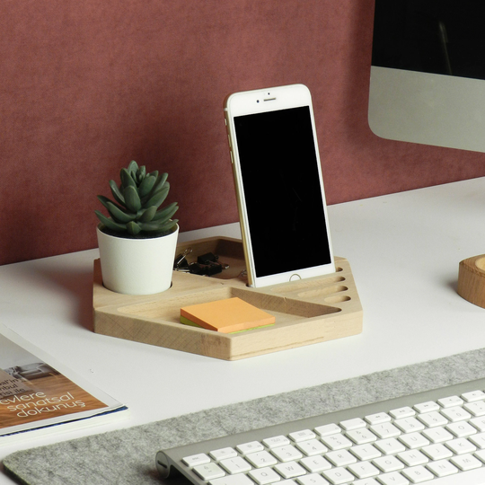 Moduler Wood Desk Organizer, Personalized Phone Stand, Home Office Decor, Accessories, Gift For Him, Her