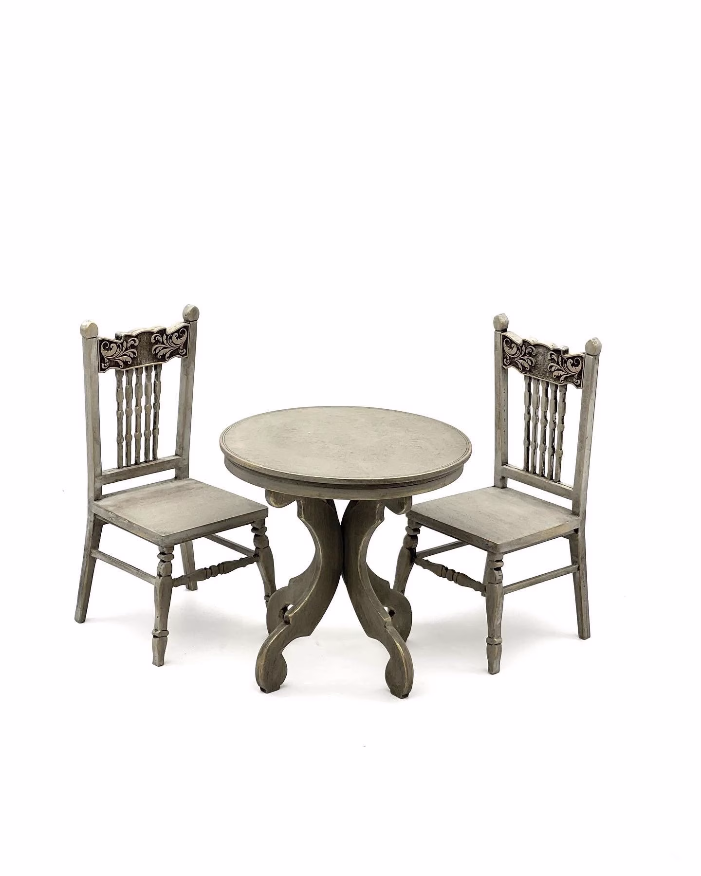 1/6 Round Table & Chair For Doll, Miniature Dining Set, Grey Roombox, Furniture Blythe, Barbie, Bjd Doll