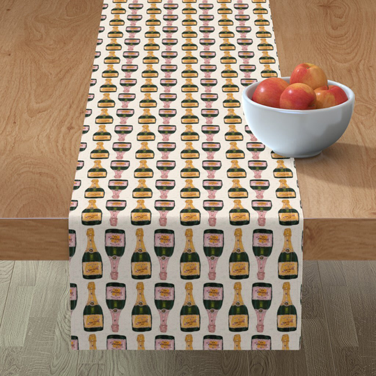 Celebration Table Runner - Champagne Bottles By Cityette Cocktail Bubbly New Year Cotton Sateen Spoonflower