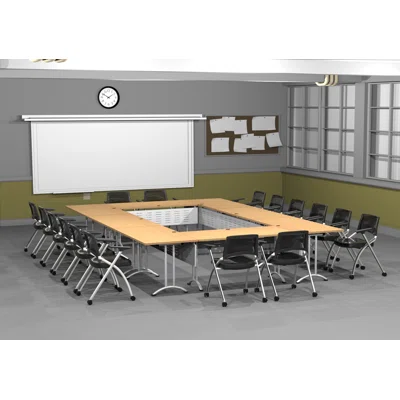 16 Person Training Meeting Seminar Tables with Modesty Panels and 16 Chairs Complete Set
