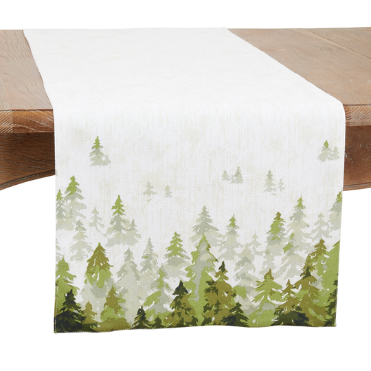 Table Runner With Pine Trees Design - 16"x72"