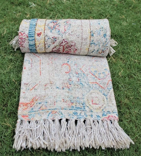 Persian Printed Sofa Throws Blanket Runner Area Rug Large Throw & Blankets For New Year Gift Handmade Decorative