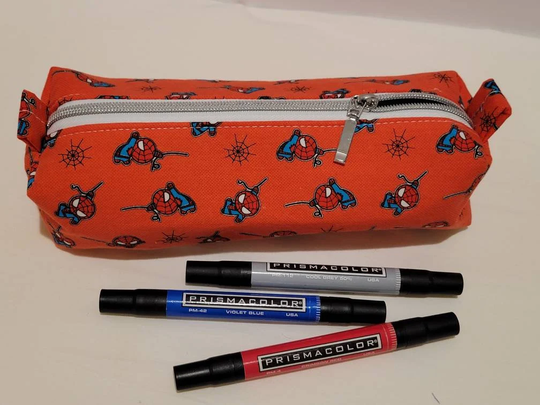 Boxy Pencil Case /Dopp Toiletry/Makeup Bag ~ Made With Licensed Spiderman Fabric