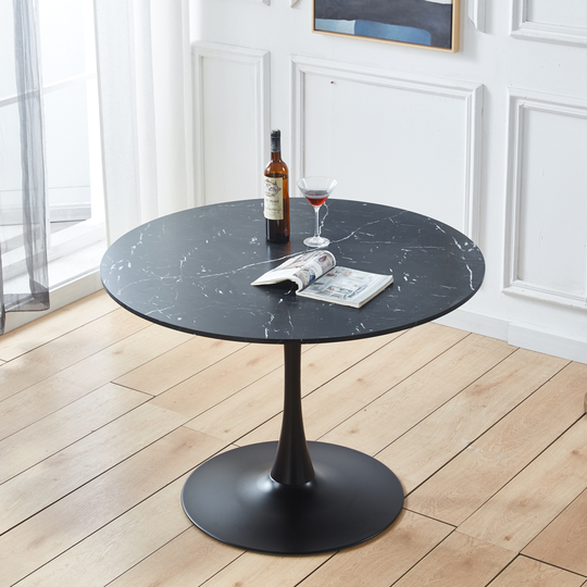 42.12"Tulip Round Dining Table with Round Wood Table Top,Metal Base