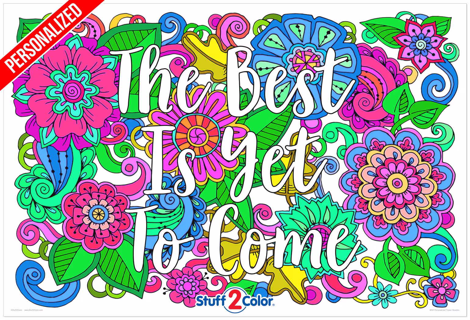 Color Your Own Giant Flower Doodle Custom Coloring Poster - Beautiful Gift For All Ages