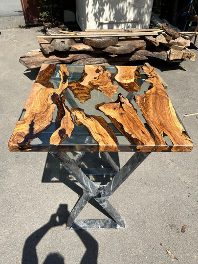 Epoxy Table, Dining Olive River Custom 32" X Wood Smokey Gray Order For Diana