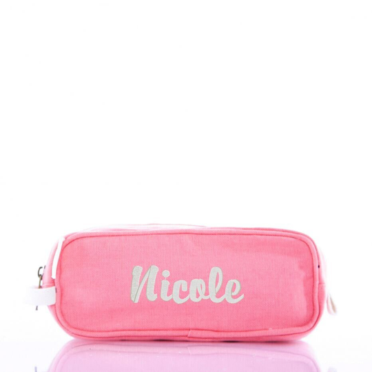 Monogrammed Canvas Pink Kids Travel Kit, Toiletry Bag, Kid's Overnight, Kids's Gift, Pencil Case