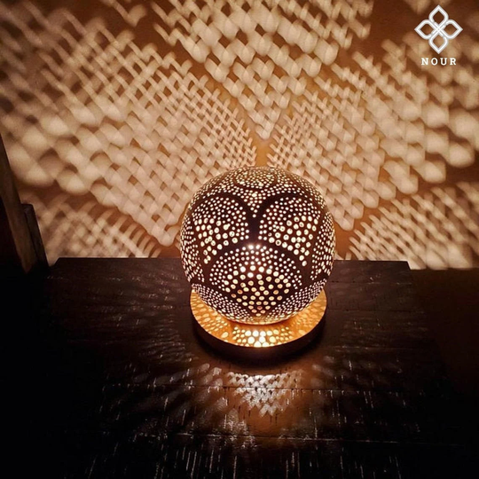 Moroccan Table Lamp, Handmade Brass Desk Lamp. Eastern Modern Lamp