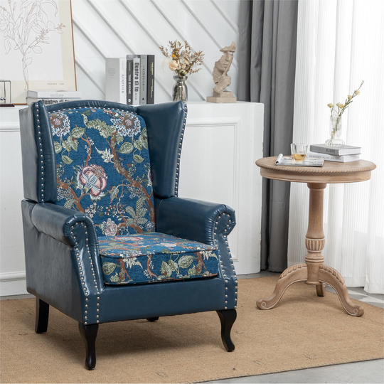 PU Leather Upholstery Floral Texture Single Club Chair