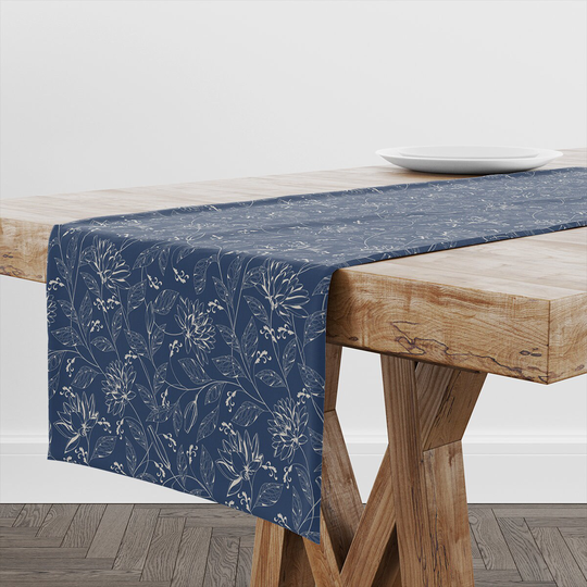 Table Runner Botanical Blue | Unique Design Decor High Quality Textile & Print Made in Eu