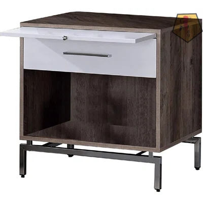 Solid Wood End Table with Storage