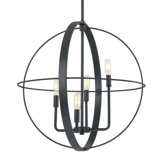 Transitional 4-light Black Iron Pendant