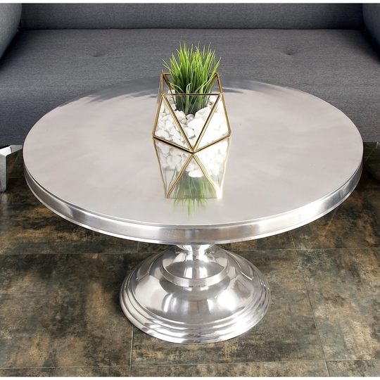 Silver Aluminum Traditional Coffee Table 19 x 30 x 30 - 30 x 30 x 19