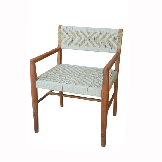 A&B Home Odara Weaving Arm Chair - Brown/Cream/Grey