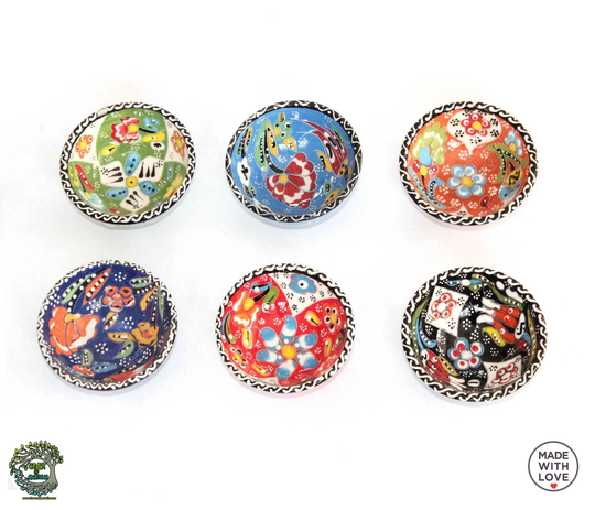 6x Ceramic Bowls Set Colorful Mini Dipping Bowl Pinch Prep Tapas Salt Oil Turkish Morrocan Handmade Decorative Gift