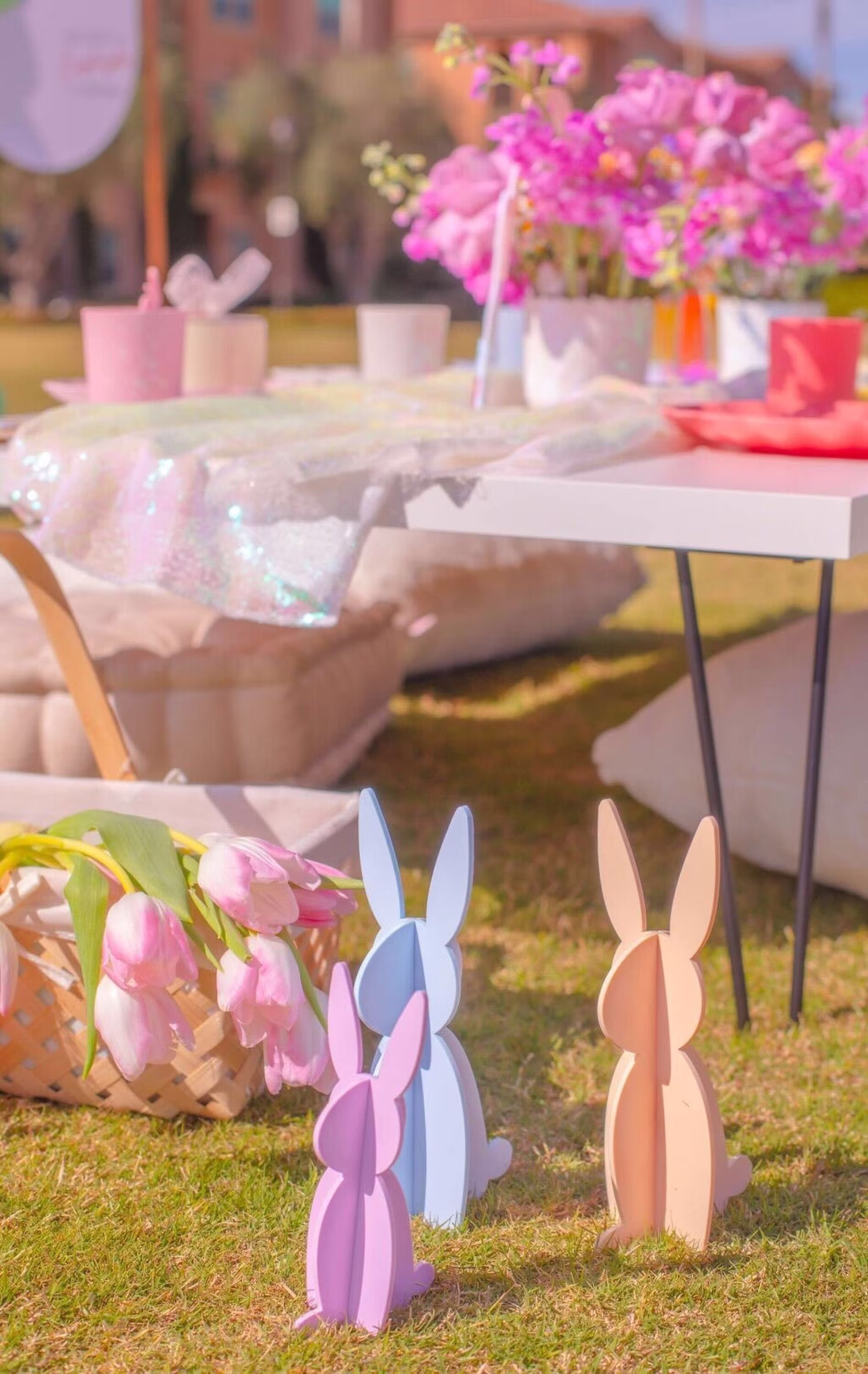 Pastel Easter Bunny Decor, Spring Table Top Shelf And