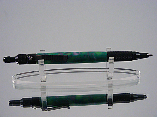 Edc Mechanical Pencil In, Black Anodized Aluminum & Tourmaline Chips Acrylic