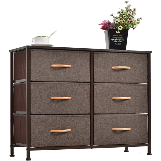 Dresser Closet with 6 Drawer Storage Tower Removable Drawer Unit Brown