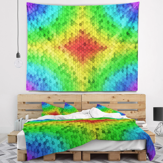 Designart 'Colorful Elevated Hexagon Columns' Abstract Wall Tapestry