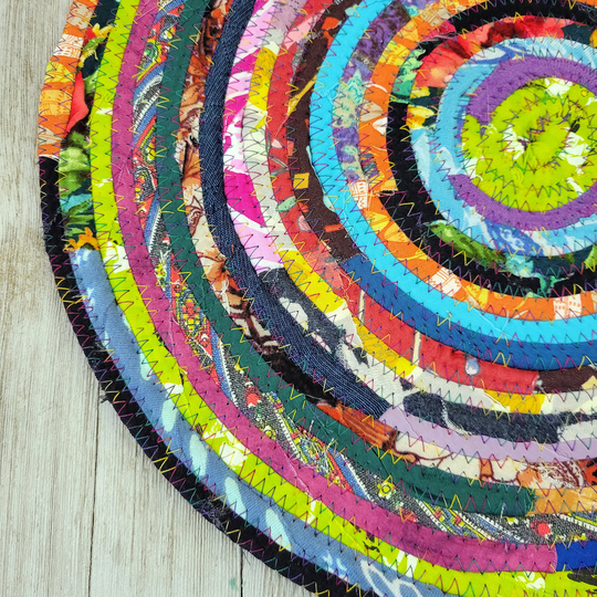 R2S Round Table Mat, Multicolors Handmade Coiled Rope 14" Diameter