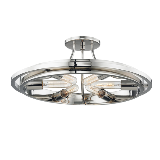 Hudson Valley Chambers 6-light Polished Nickel Flush Mount