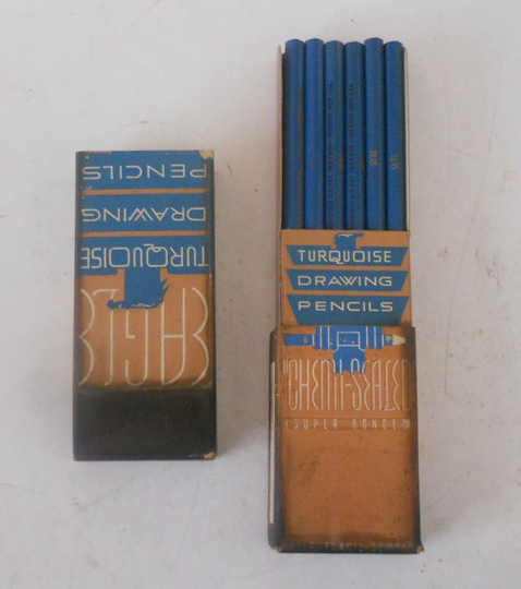 1950S New, Never Used, Vintage 1 Dozen, 12@ Eagle Turquoise Drawing Pencils, Super Bonded #4H in Original Box, Made USA ##