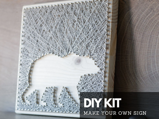 Bear Silhouette String Art Diy Kit For Adults & Kids - Wood Sign Craft With Woodland Bear Design Beginners