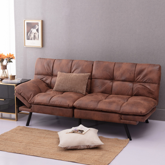 Convertible Memory Foam Futon Couch Bed, Modern Folding Sleeper Sofa in living room