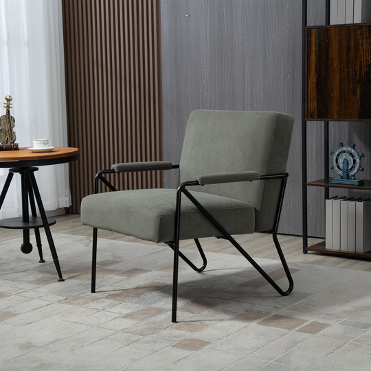 EYIW Modern Accent Chair with Upholstered Cushion and Metal Frame, Comfy Arm Chair for Living Room Bedroom Office