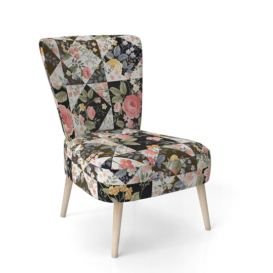 Designart 'Roses Geometric Patchwork' Upholstered Floral Accent Chair